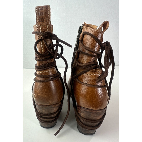 Bed Stu Blaire Leather Ankle Boot Tan Rustic Cobbler Lace Boots Women's Size 9 - Picture 4 of 16